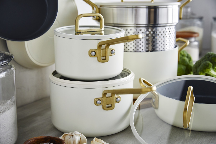 Ceramic Non-stick 11-Piece Cookware Set | Carrara White