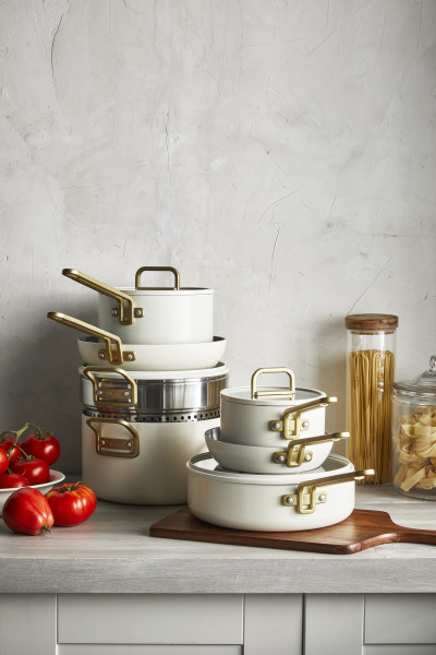 Ceramic Non-stick 11-Piece Cookware Set | Carrara White