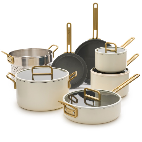 Ceramic Non-stick 11-Piece Cookware Set | Carrara White