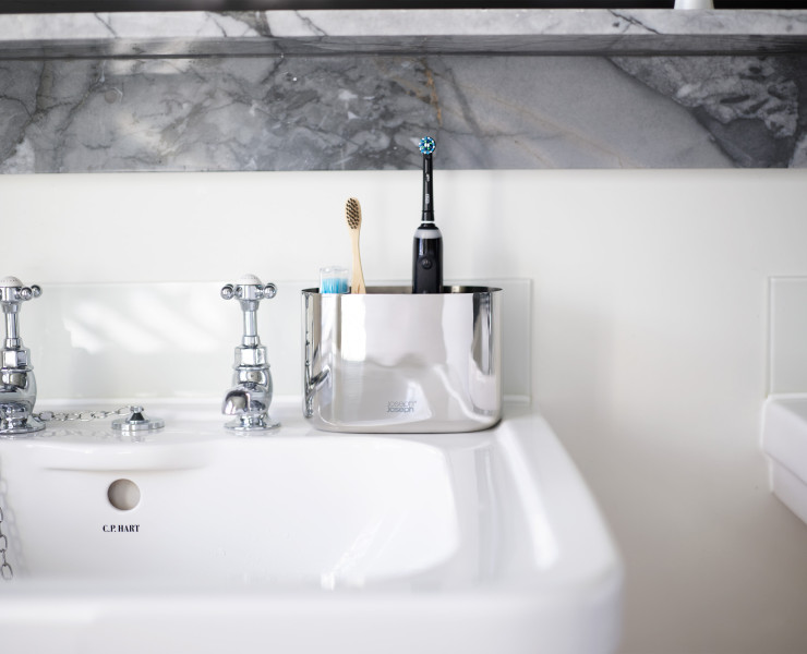 EasyStore Luxe Large Toothbrush Caddy - Stainless  Steel