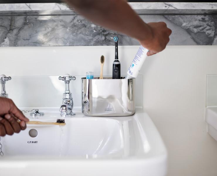 EasyStore Luxe Large Toothbrush Caddy - Stainless  Steel