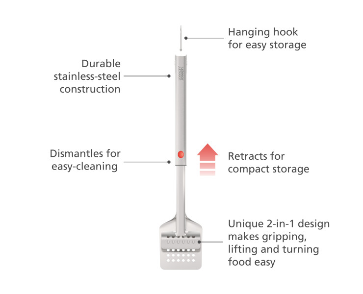 GrillOut BBQ Turner Tongs with retractable head