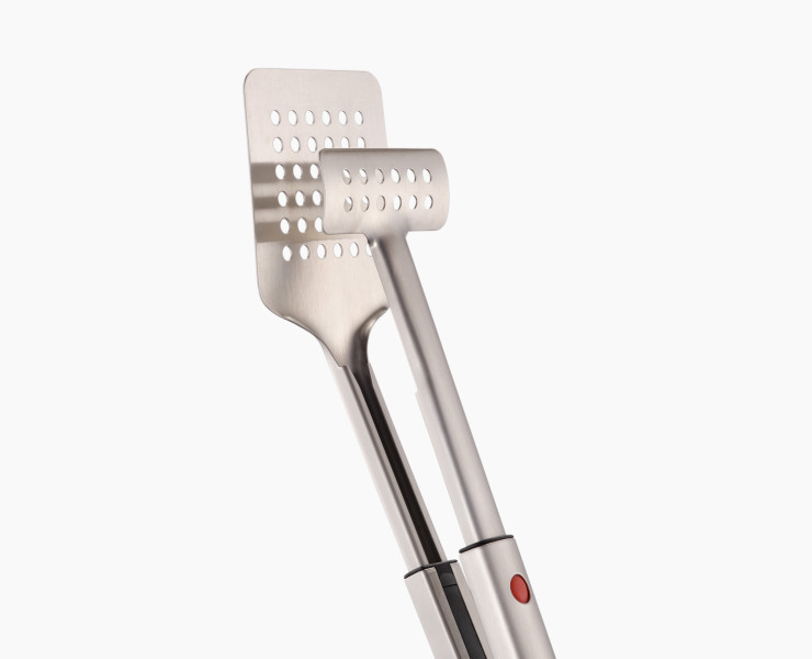 GrillOut BBQ Turner Tongs with retractable head
