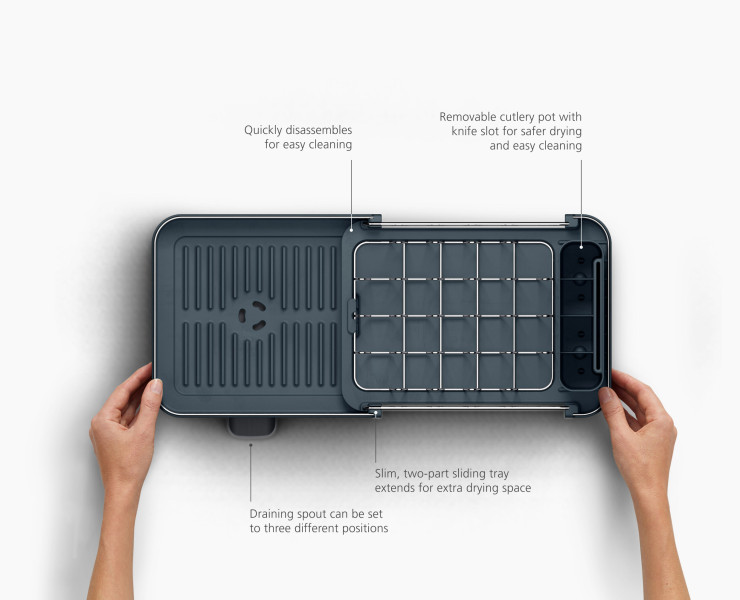 Extend™ Slim Steel Dish Rack (Grey)