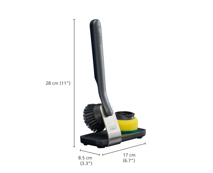 SinkTech Dish brush and sponge set with large stainless-steel storage  stand