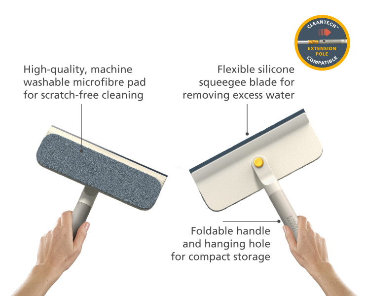 CleanTech 2-in-1 glass cleaning squeegee