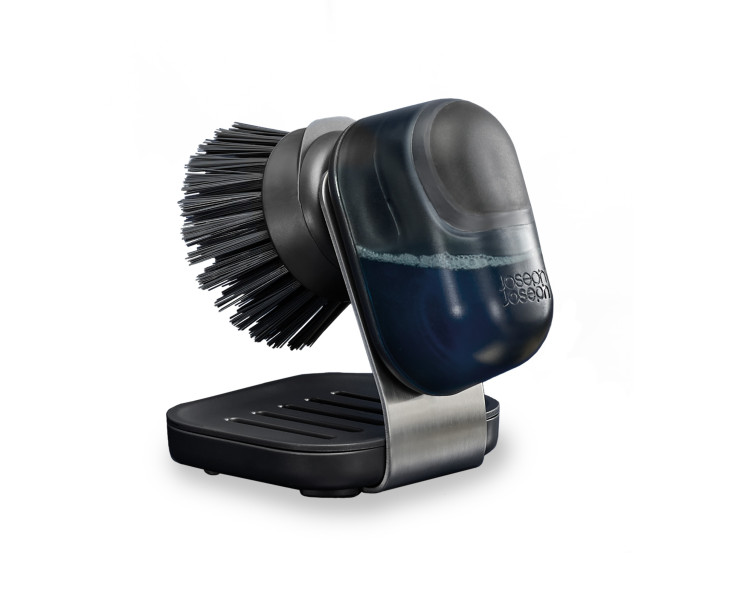 SinkTech Soap-dispensing palm brush with stainless-steel  storage stand