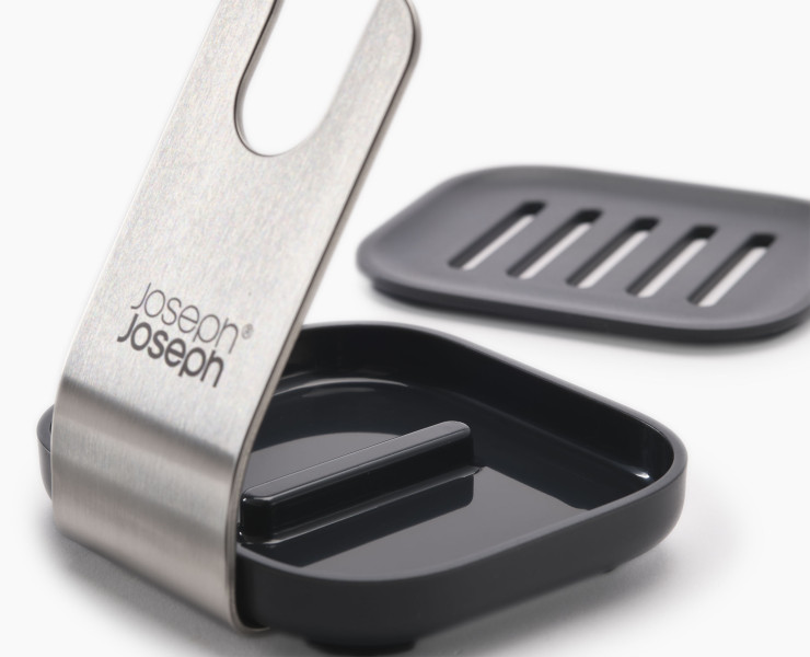 SinkTech Soap-dispensing palm brush with stainless-steel  storage stand