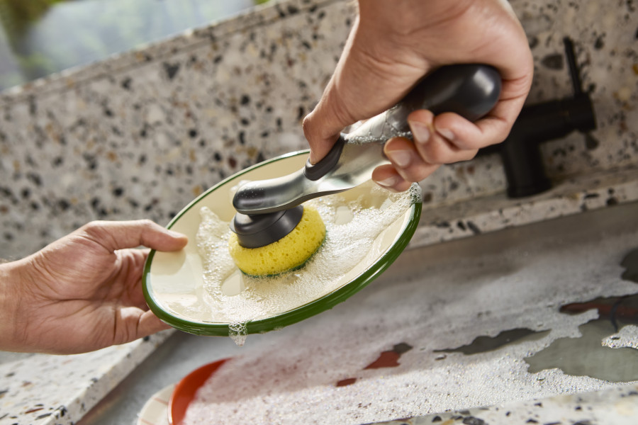 SinkTech Soap-dispensing dish brush with replacement head