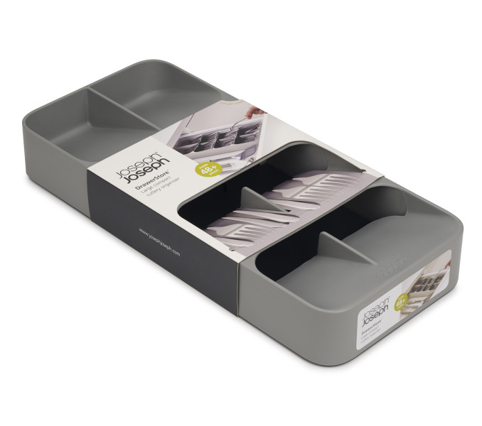 DrawerStore Large Compact Cutlery Organiser - Grey
