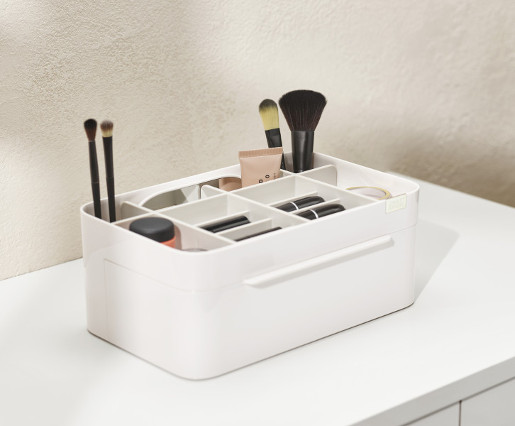 Viva Large Cosmetic Organiser with Removable Mirror - Shell