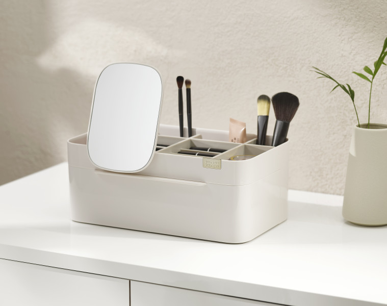 Viva Large Cosmetic Organiser with Removable Mirror - Shell