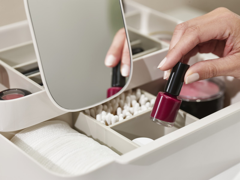 Viva Large Cosmetic Organiser with Removable Mirror - Shell