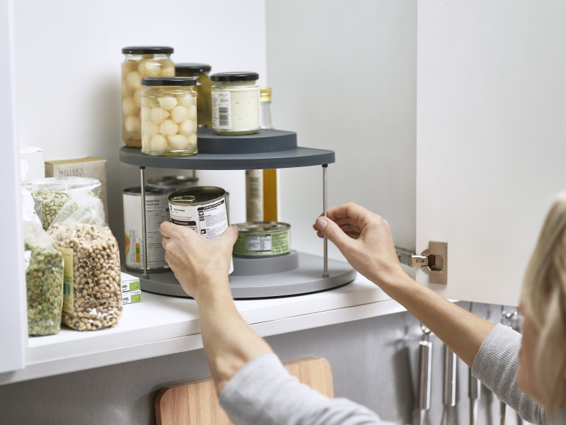 CupboardStore 2-tier Rotating Organiser - Grey