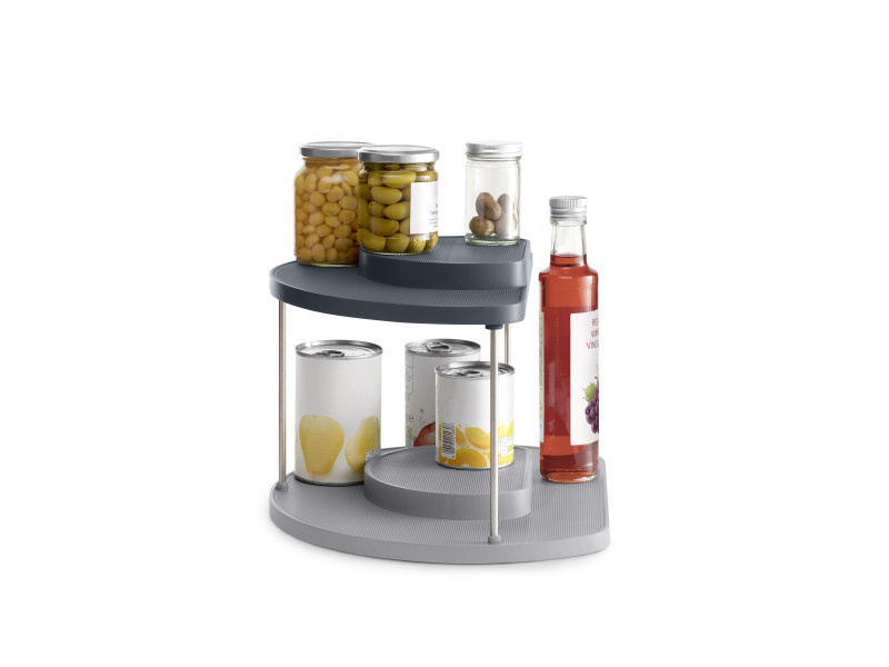 CupboardStore 2-tier Rotating Organiser - Grey