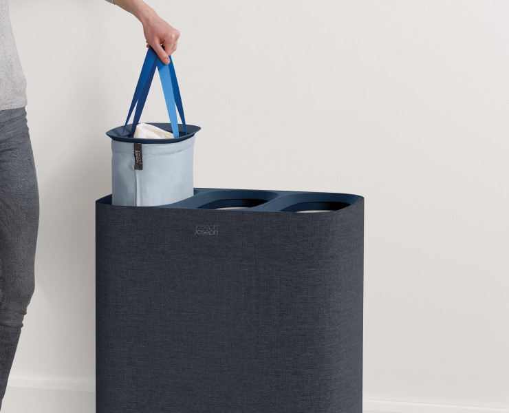 Tota Trio 90L Laundry Separation Basket - Black