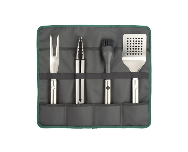 GrillOut 4-piece BBQ utensil set w. case