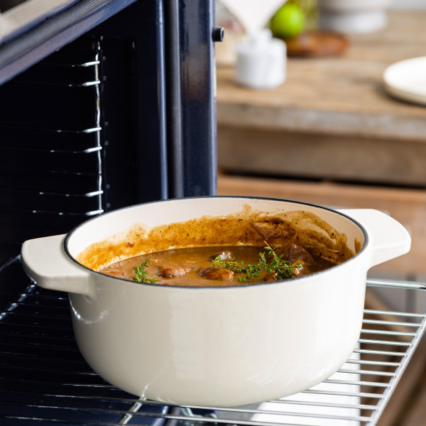 Almond Cream Covered Round Casserole 26cm/5.2L