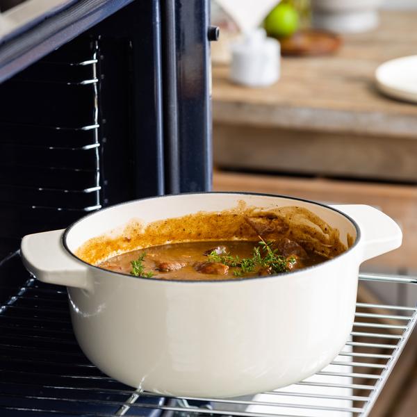 Almond Cream Covered Round Casserole 26cm/5.2L