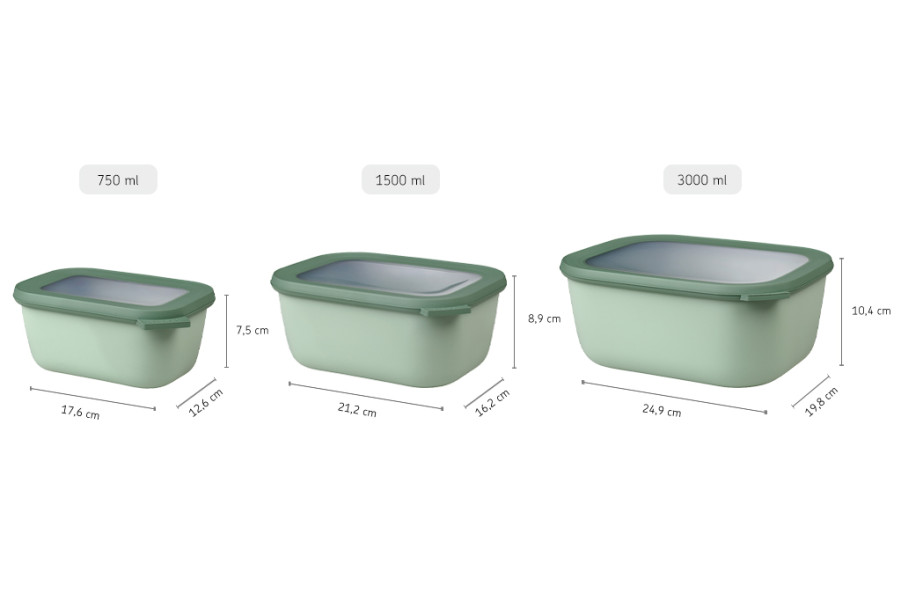 Cirqula Rectangle Large Set 3-Piece Nordic Sage