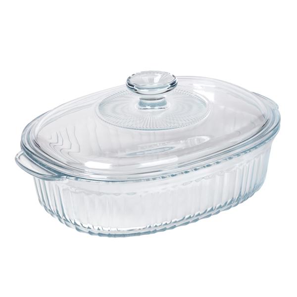 Oval Ribbed Casserole Dish with Lid 1.8L