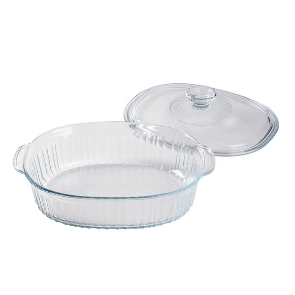 Oval Ribbed Casserole Dish with Lid 1.8L