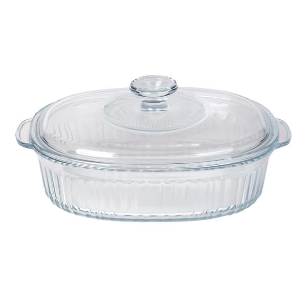 Oval Ribbed Casserole Dish with Lid 1.8L