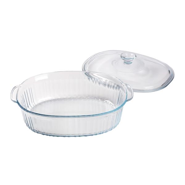 Oval Ribbed Casserole Dish with Lid 2.8L