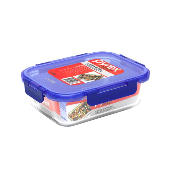 Lock N Store Rectangle Container with Blue Lid  1.05L