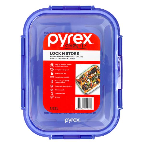 Lock N Store Rectangle Container with Blue Lid  1.52L