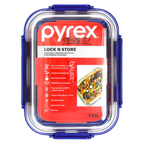 Lock N Store Rectangle Container with Blue Lid  1.52L