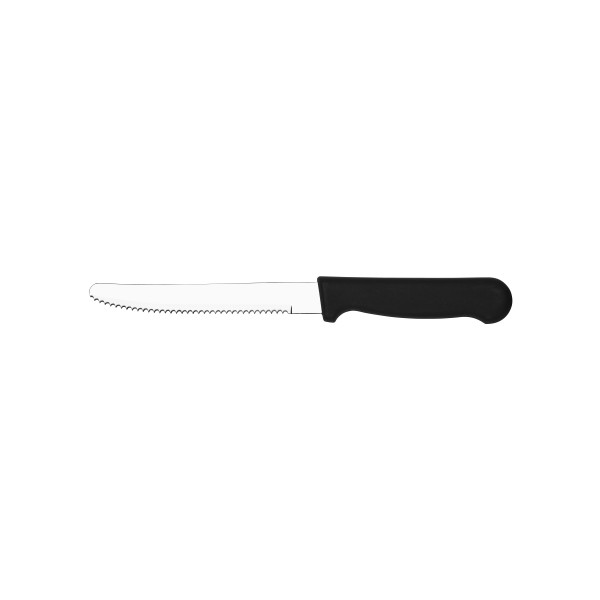 12 Pack Black Handle Rounded Tip Steak Knife