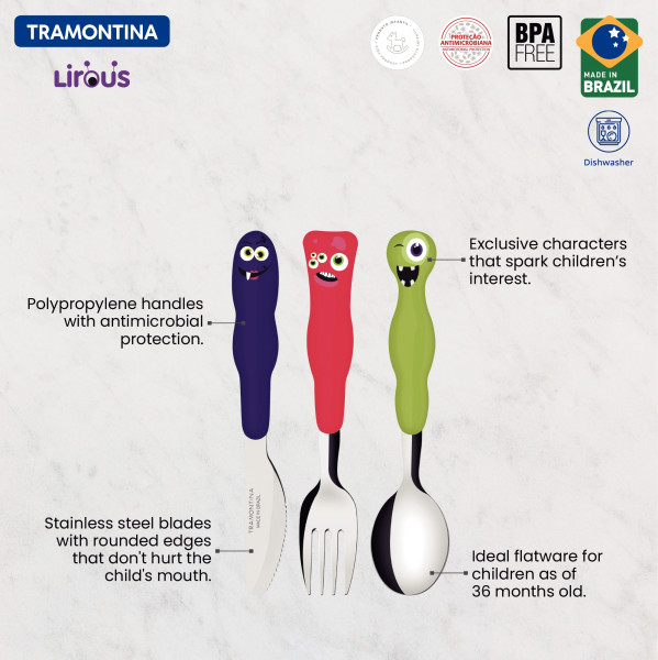 Children's Monster Cutlery 3 Piece Set