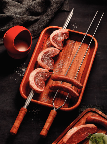 Heavy Duty Stainless Steel Skewer Wood Handle 65cm