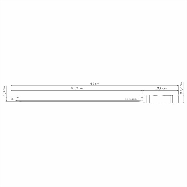 Heavy Duty Stainless Steel Skewer Wood Handle 65cm