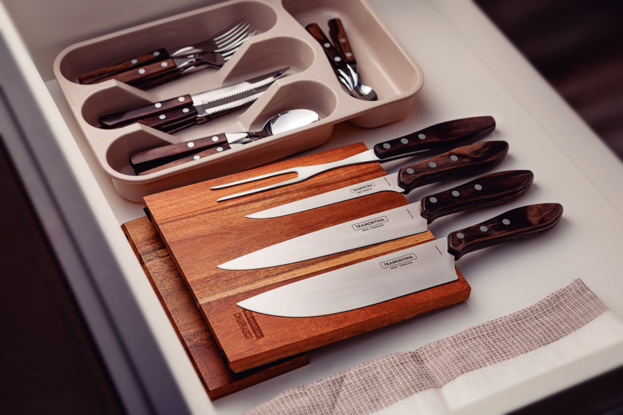 Churrasco Barbecue Knife Block  5 Piece - Brown