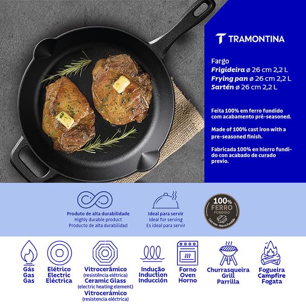 Cast Iron Skillet Pre-Seasoned 26cm