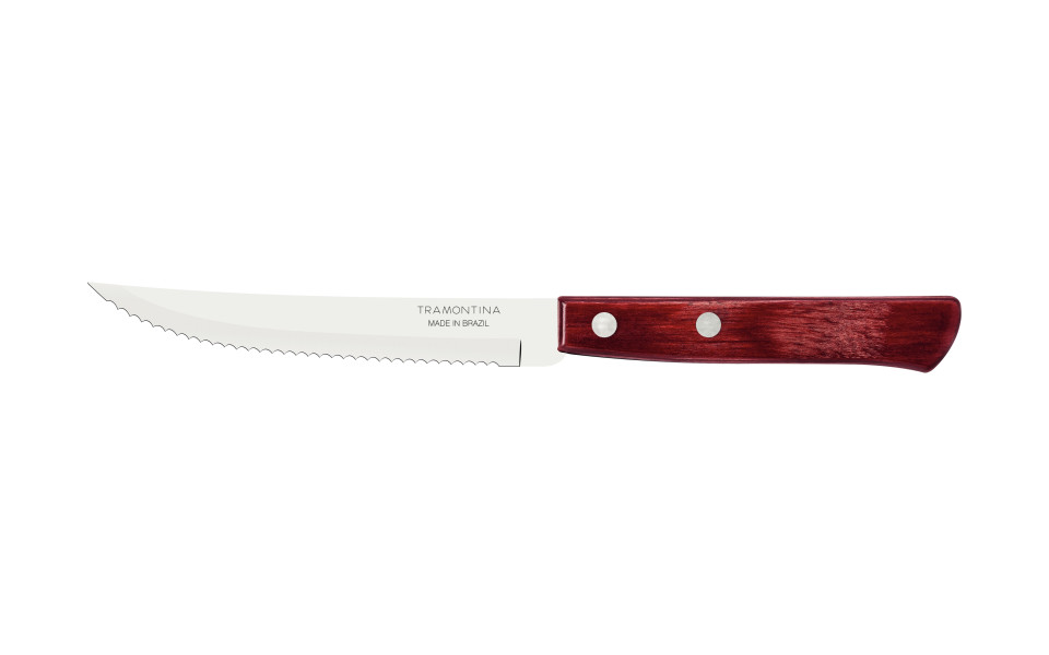 Churrasco Steak Knife Serrated Narrow Blade Polywood Red 5",  11cm