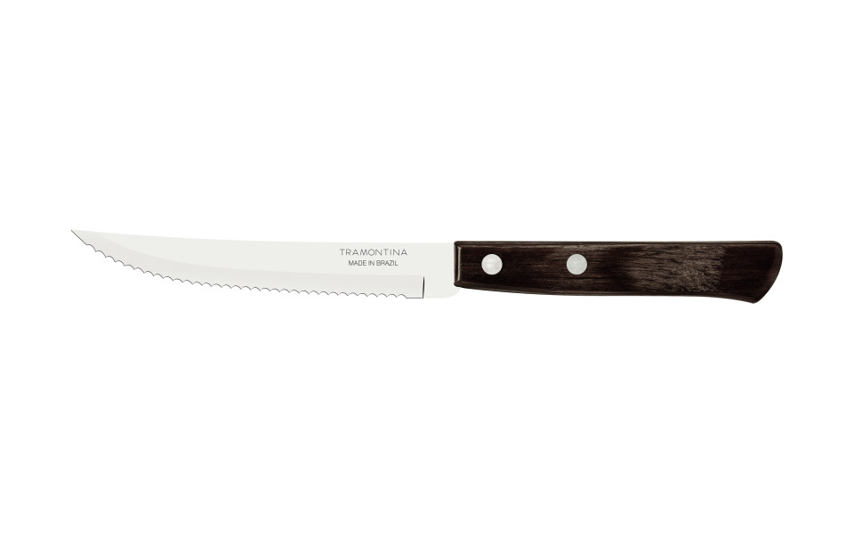 Churrasco Steak Knife Serrated Narrow Blade Polywood Brown 5",  11cm