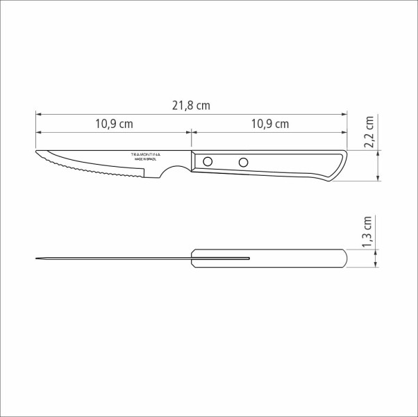 Churrasco Steak Knife Serrated Narrow Blade Polywood Brown 4" , 11cm