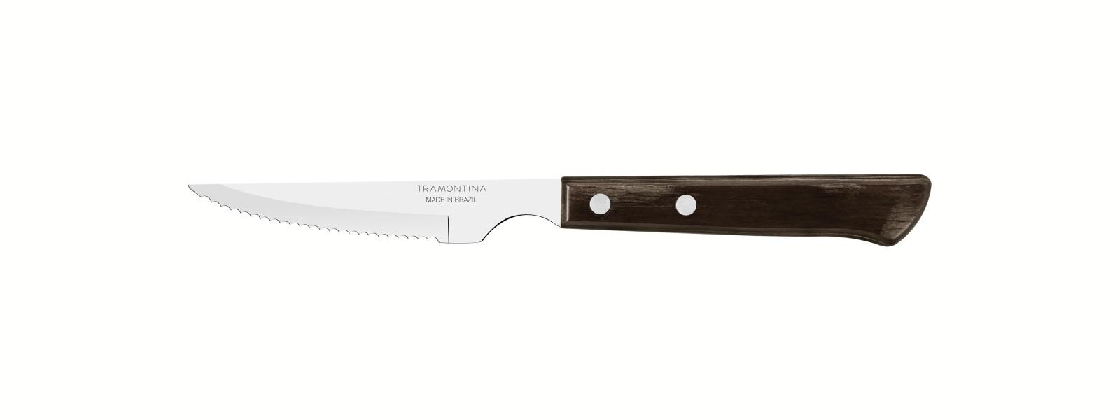 Churrasco Steak Knife Serrated Narrow Blade Polywood Brown 4" , 11cm