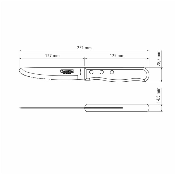 Churrasco Steak Knife Serrated Wide Blade Polywood Red 5", 13cm