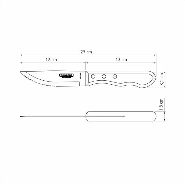 Churrasco Steak Knife Spanish 4 Piece Set 11cm Red Handles
