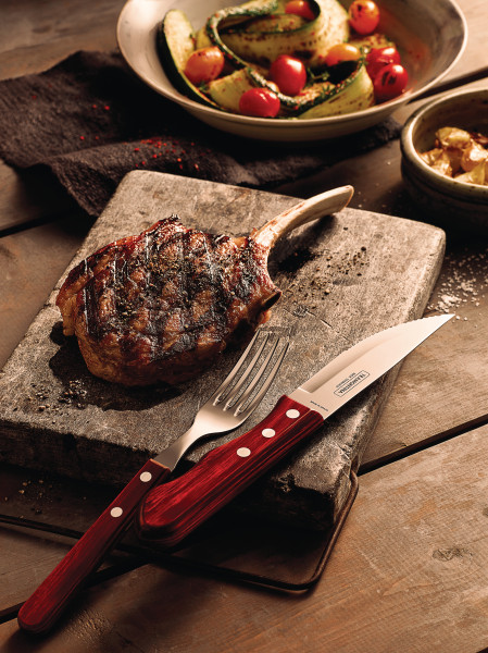 Churrasco Jumbo Steak Cutlery 12 Piece Set  - Red