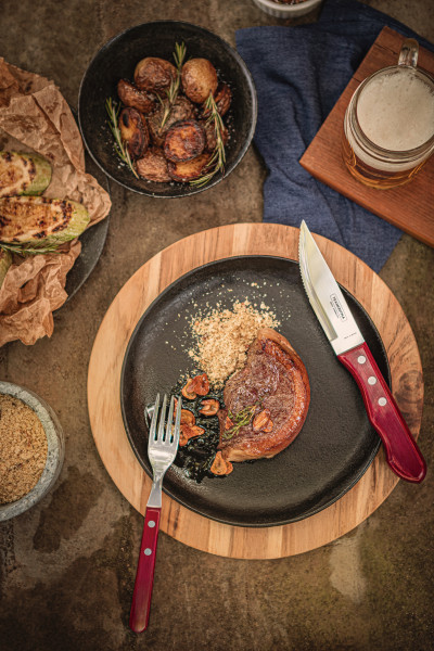 Churrasco Jumbo Steak Cutlery 12 Piece Set  - Red