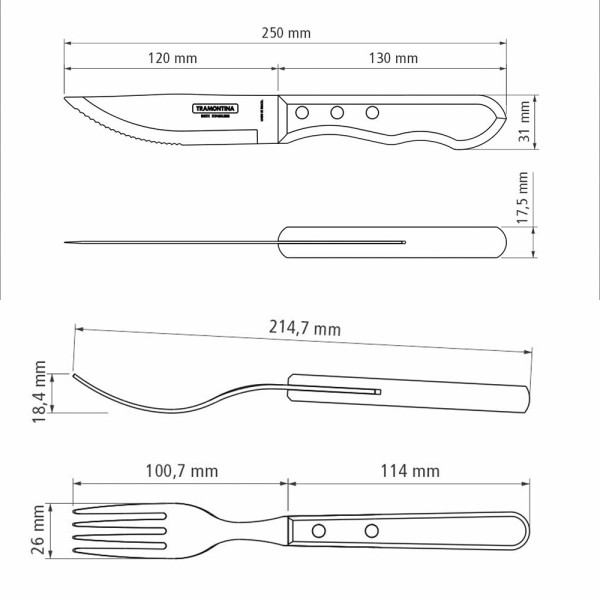 Churrasco Jumbo Steak Cutlery 12 Piece Set  - Red