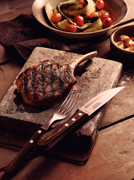 Churrasco Jumbo Steak Cutlery 12 Piece Set  - Brown