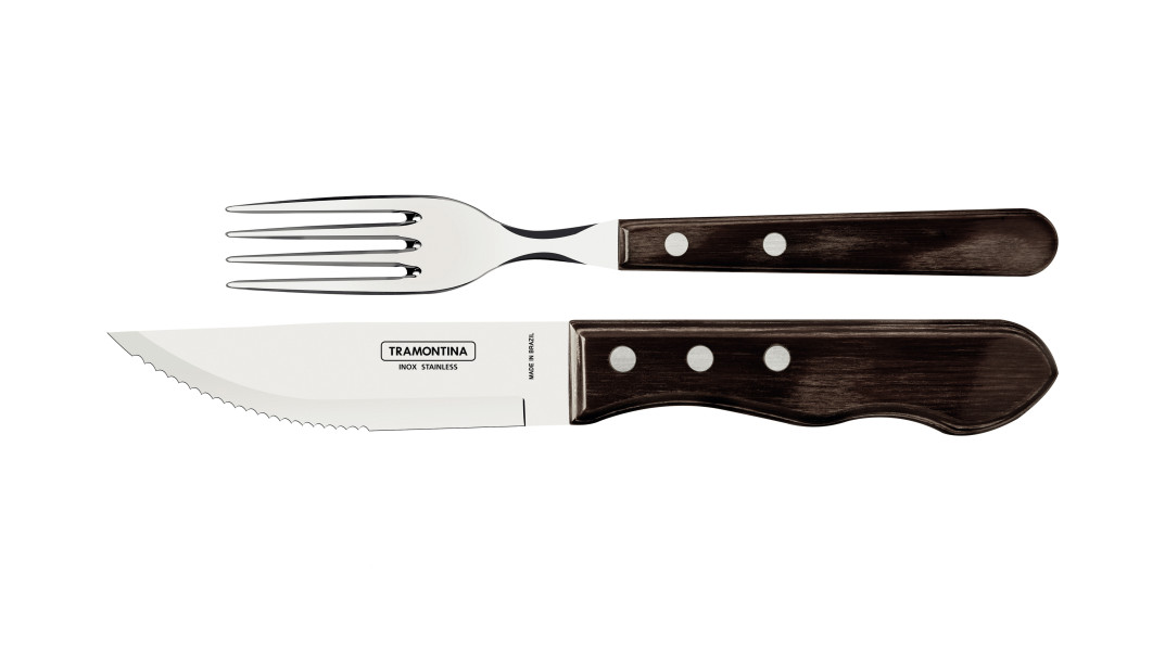 Churrasco Jumbo Steak Cutlery 12 Piece Set  - Brown