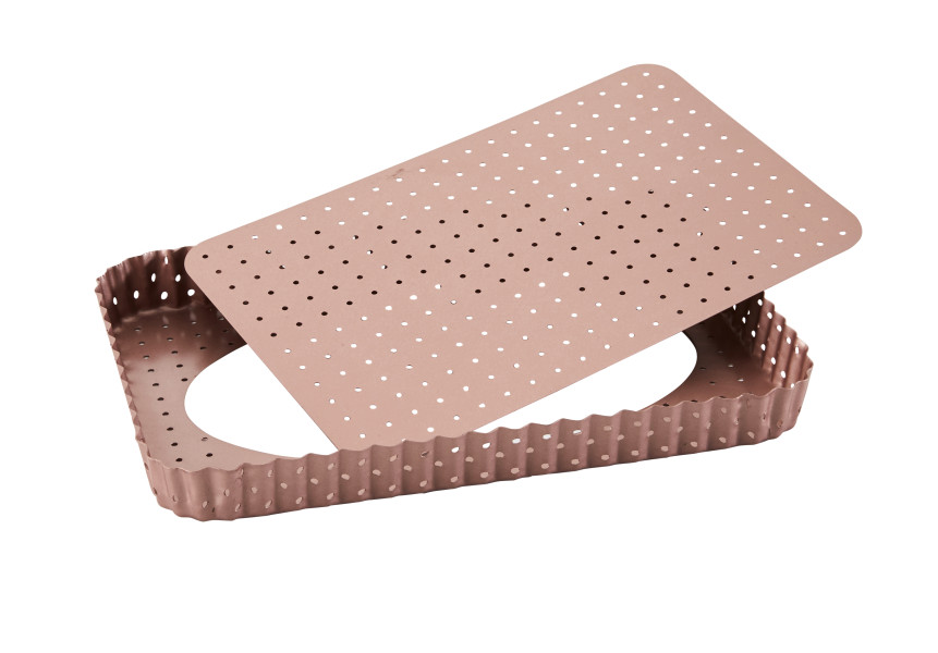 Rose Gold Perforated Large Rectangle Tart Pan