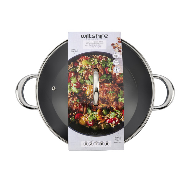 Easycook Blue Non-stick Induction Casserole 28cm3.59l with glass lid